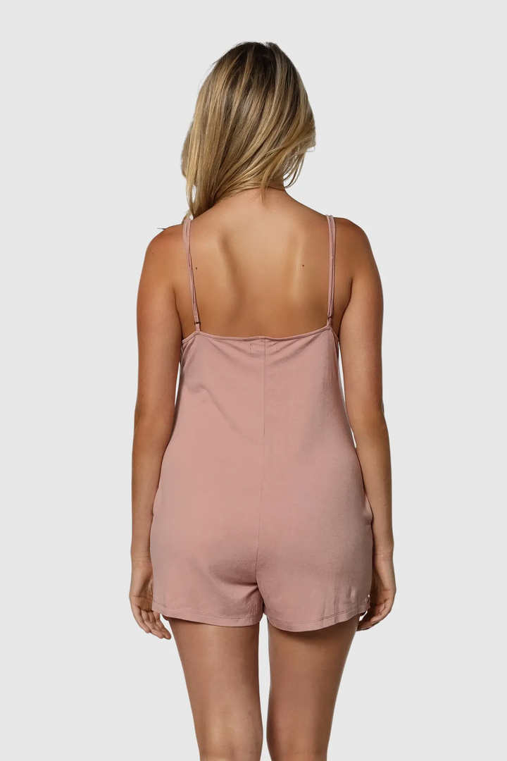 TEAMLTD Womens Button Up Romper | Rose