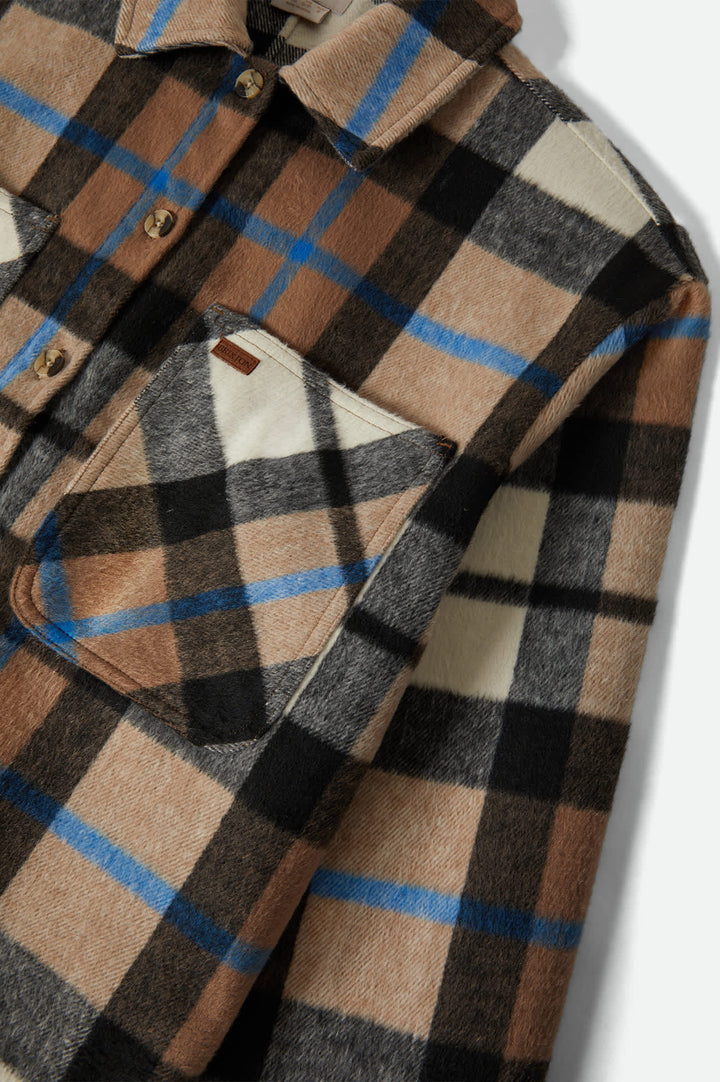 Brixton Bowery Soft Brushed Flannel (Womens) | Washed Black/Sand
