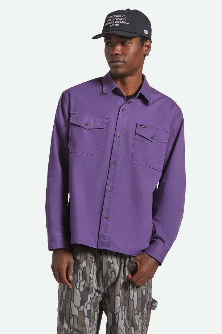 Brixton Herringbone Lightweight Relaxed Overshirt (Men&