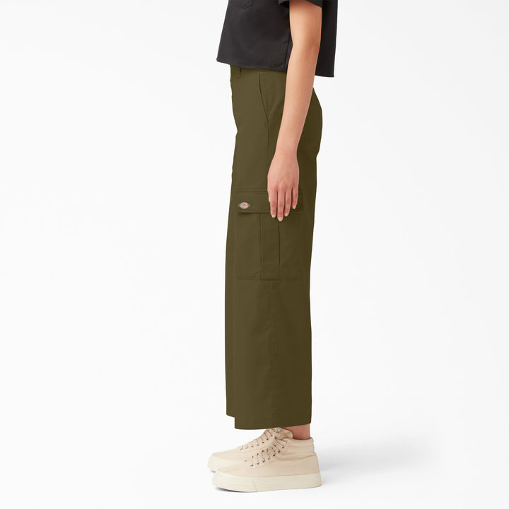Dickies Womens Twill Crop Cargo Pant | Stonewashed Military Green
