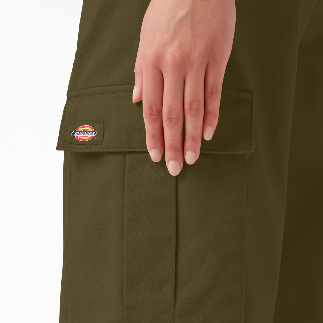 Dickies Womens Twill Crop Cargo Pant | Stonewashed Military Green