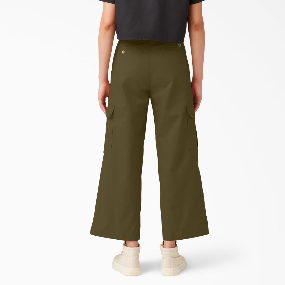 Dickies Womens Twill Crop Cargo Pant | Stonewashed Military Green