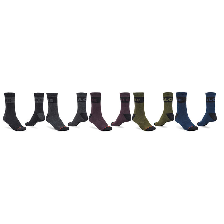 Globe Horizons Crew Sock 5 Pack | Dark Assorted