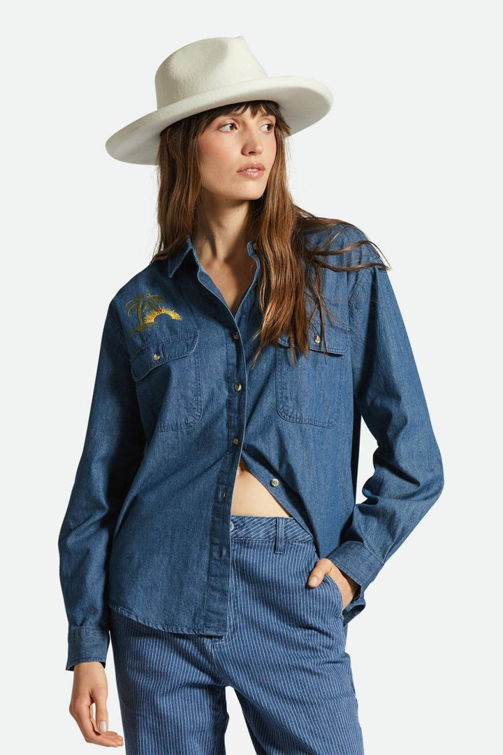 Brixton Womens Bowery Bf Overshirt | Indigo Rinse