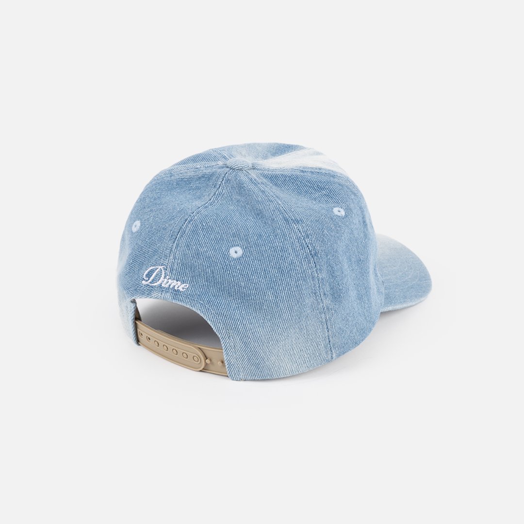 Dime Cursive Denim Workers Cap (Unisex) | Blue Washed