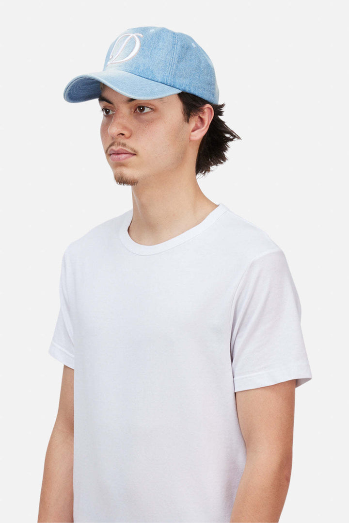 Dime Cursive Denim Workers Cap (Unisex) | Blue Washed