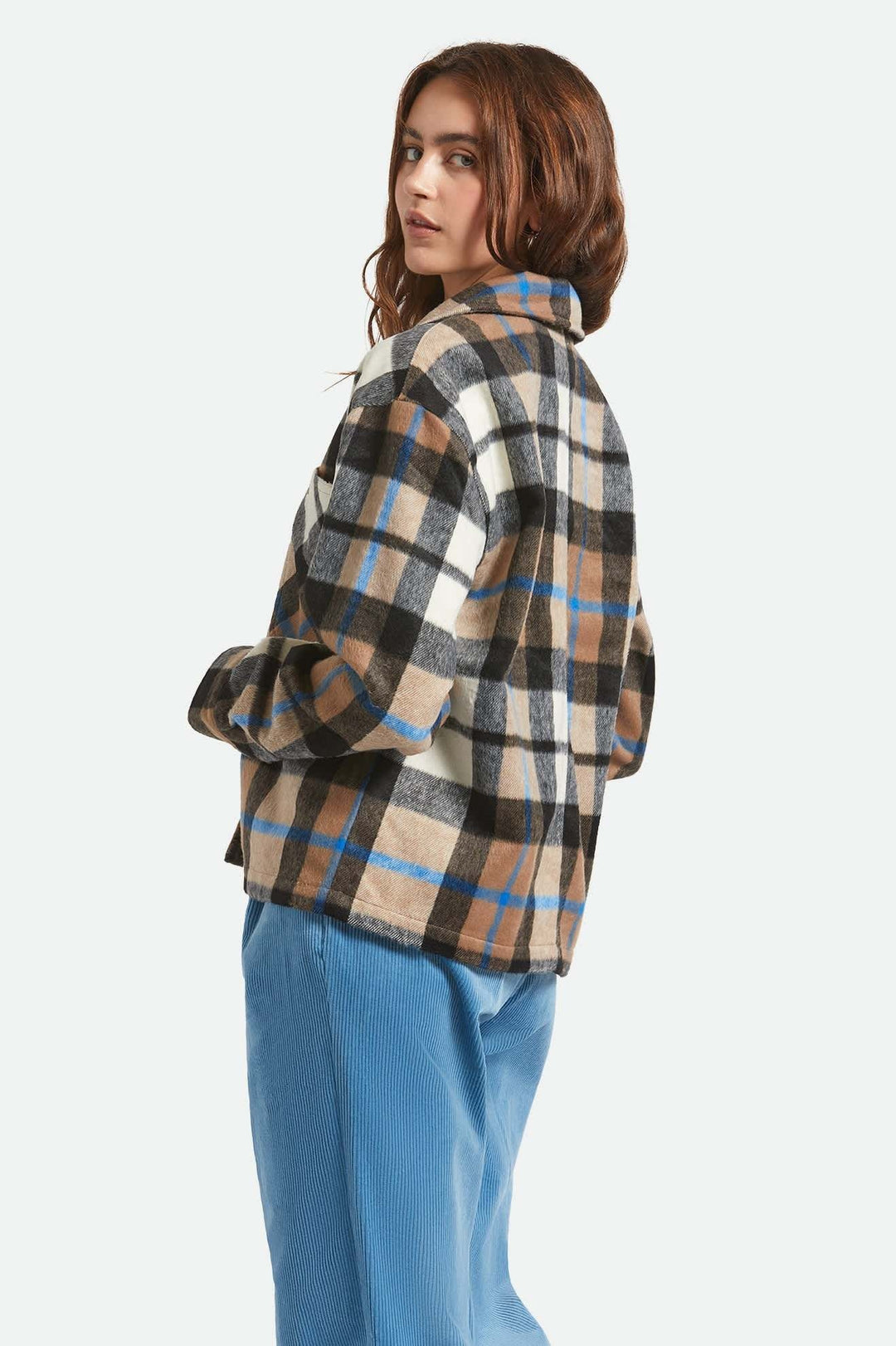 Brixton Bowery Soft Brushed Flannel (Womens) | Washed Black/Sand