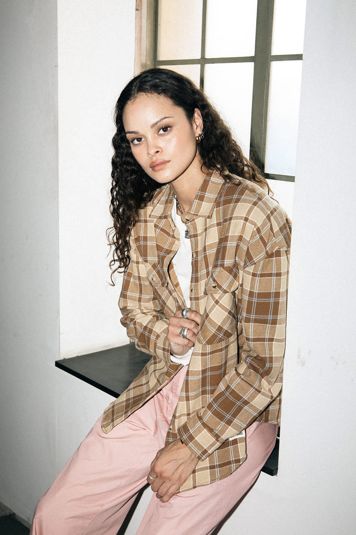 Brixton Bowery Vintage L/S Overshirt (Womens) | Washed Copper