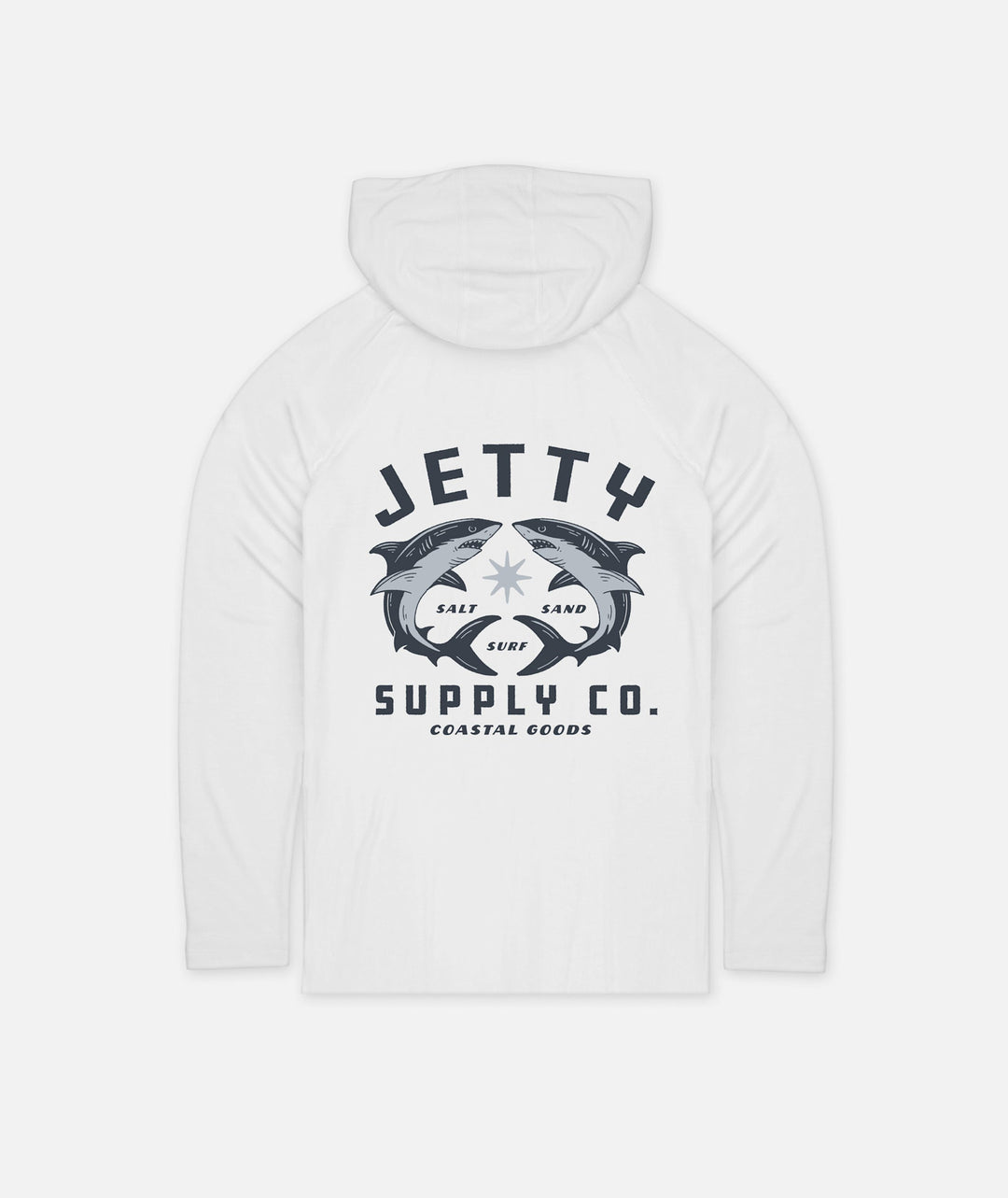 Jetty Bullshark Hooded UV Long-Sleeve (Youth) | White