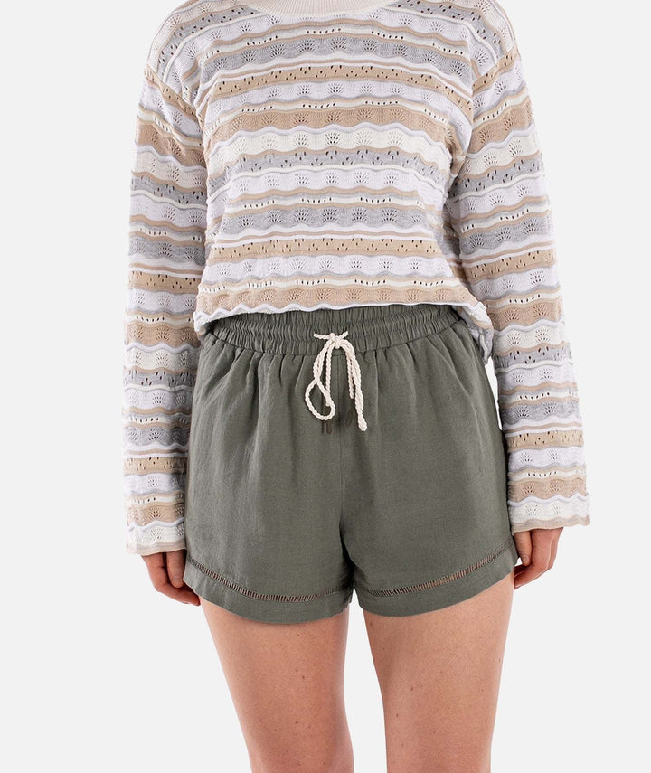 Jetty Dune Linen Short (Womens) | Agave