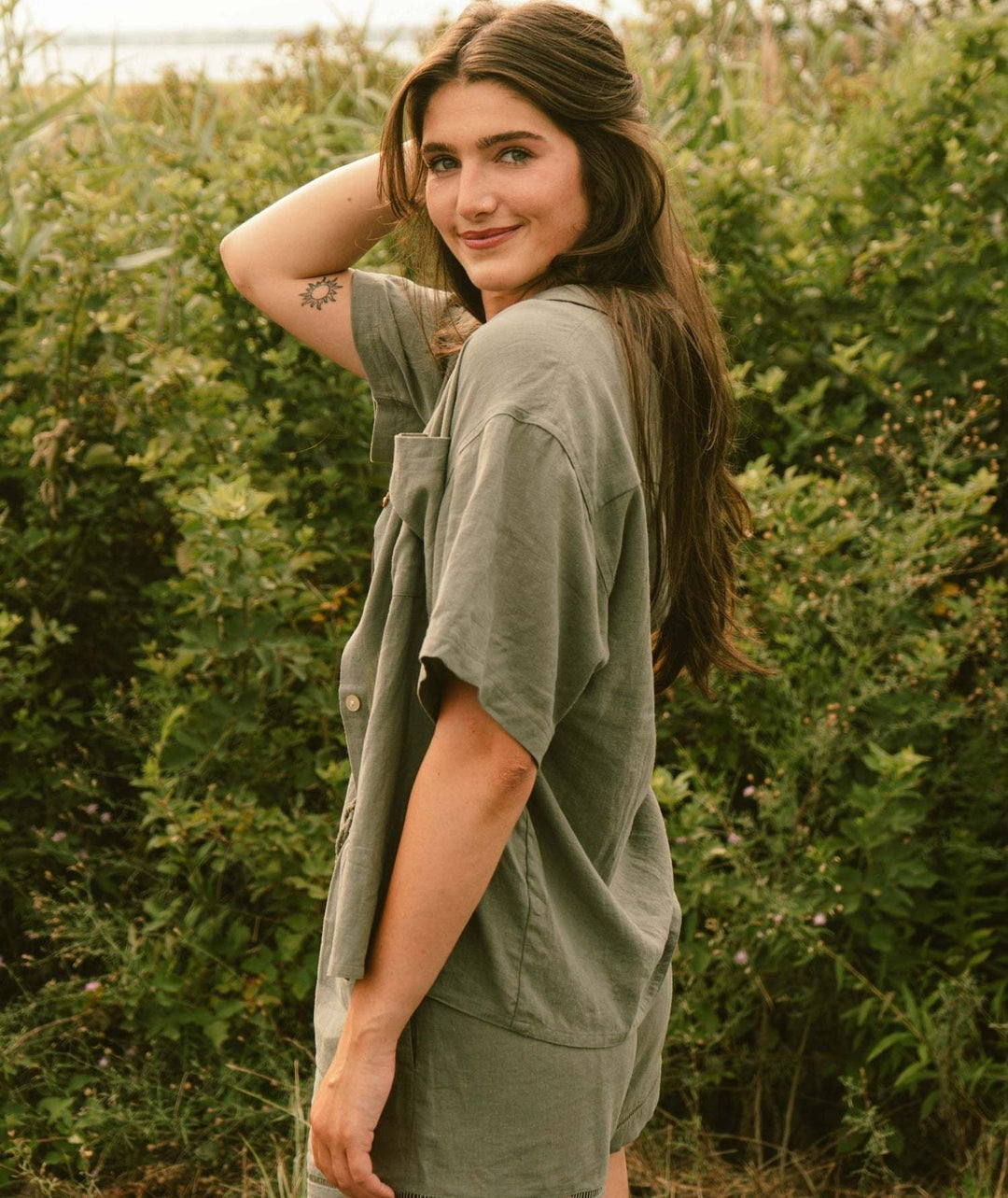 Jetty Cape Cod Linen Shirt (Womens) | Agave