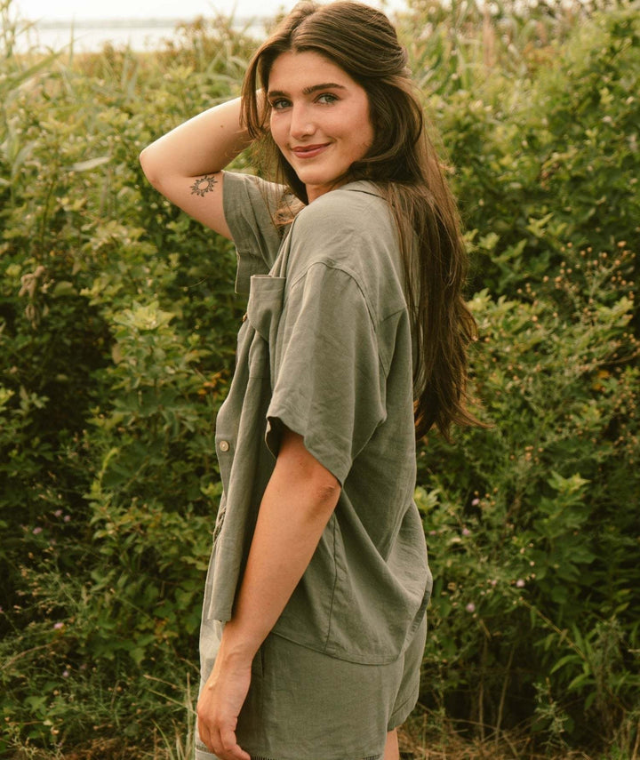 Jetty Cape Cod Linen Shirt (Womens) | Agave
