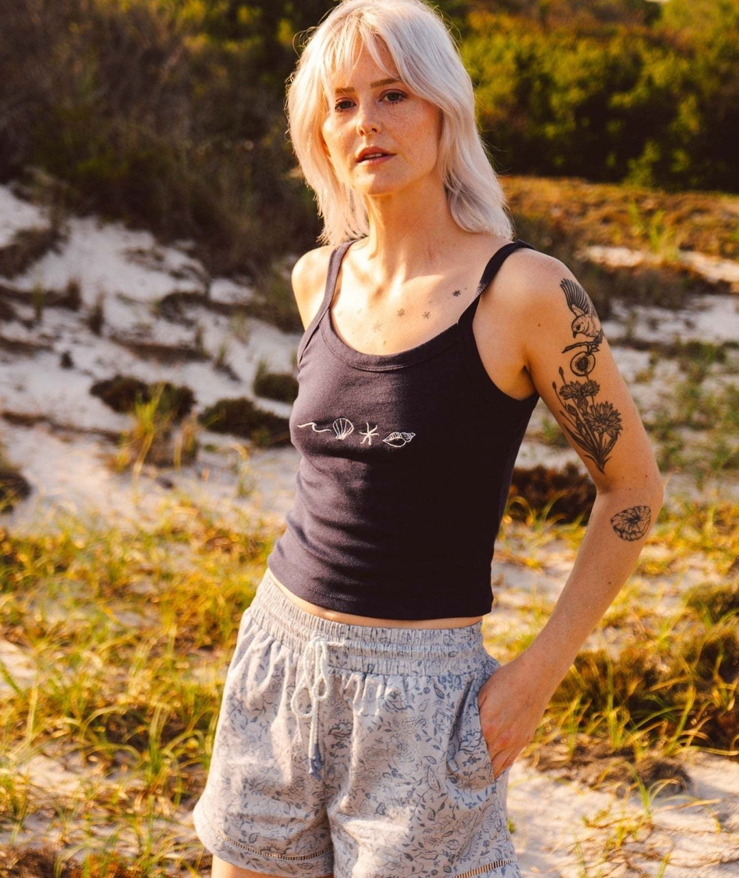 Jetty Dune Cotton Short (Womens) | Blue