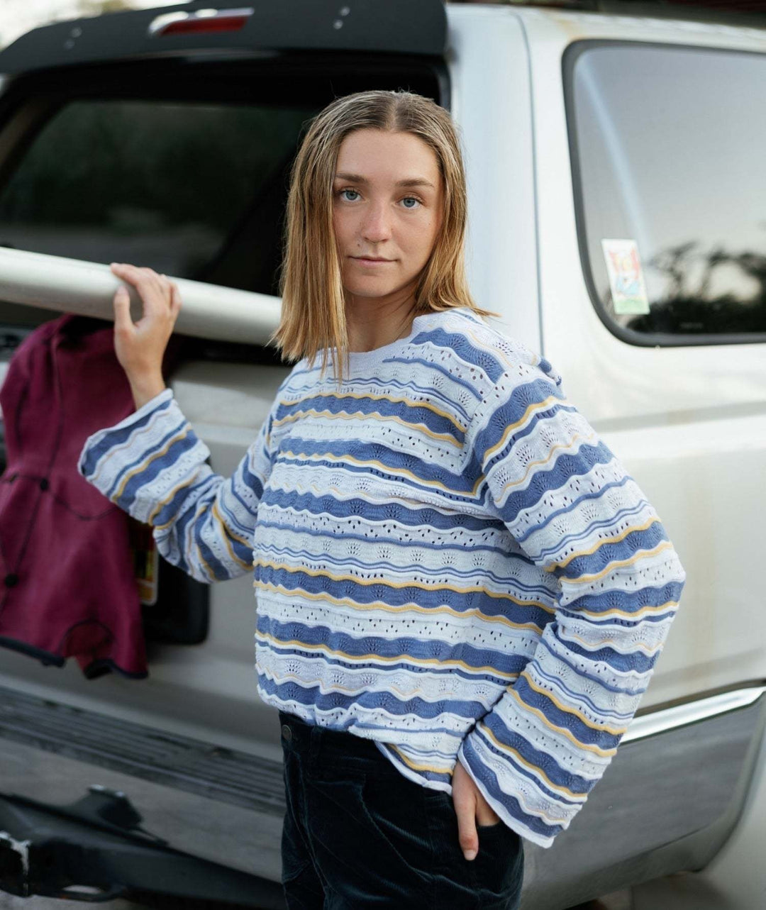 Jetty Lockwood Pointelle Sweater (Womens) | Blue