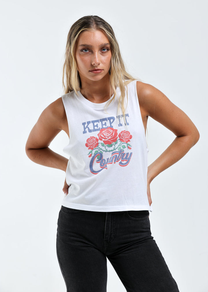 Girl Dangerous Keep It Country Floral Muscle Tank (Women&