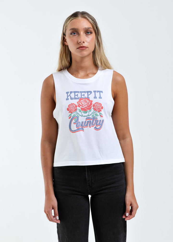Girl Dangerous Keep It Country Floral Muscle Tank (Women&