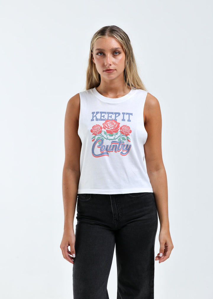Girl Dangerous Keep It Country Floral Muscle Tank (Women&