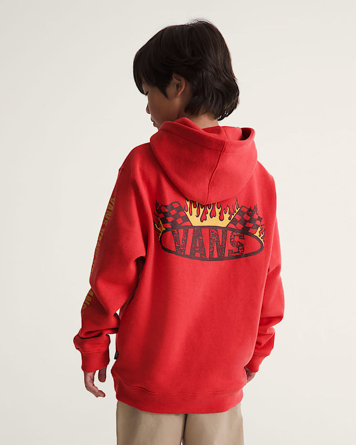 Vans Racing Flames Pullover (Youth) | Crimson Haze
