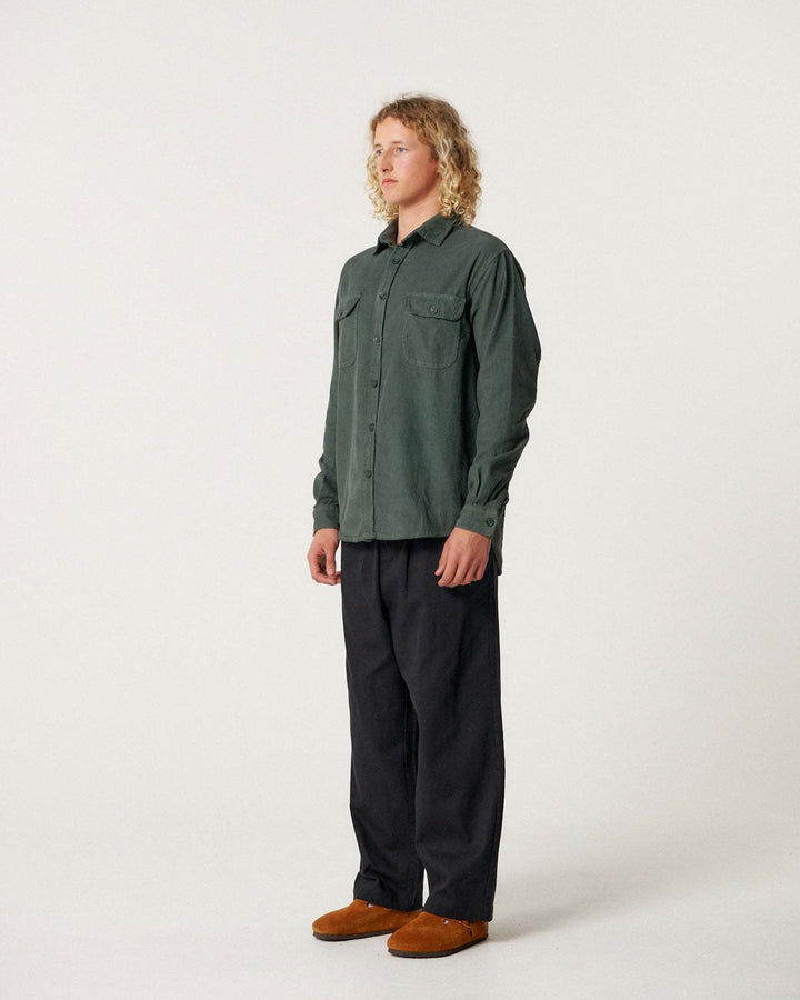 Critical Slide Lazy Boy Cord Shirt (Unisex) | Dusty Green