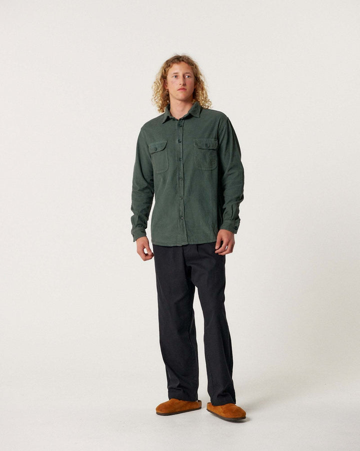 Critical Slide Lazy Boy Cord Shirt (Unisex) | Dusty Green