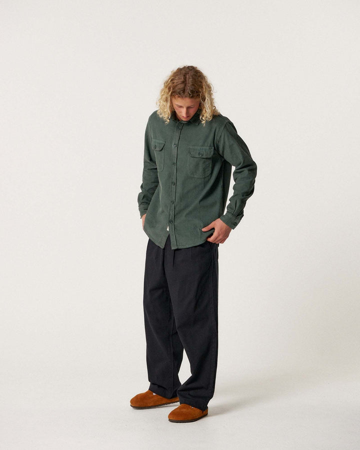 Critical Slide Lazy Boy Cord Shirt (Unisex) | Dusty Green