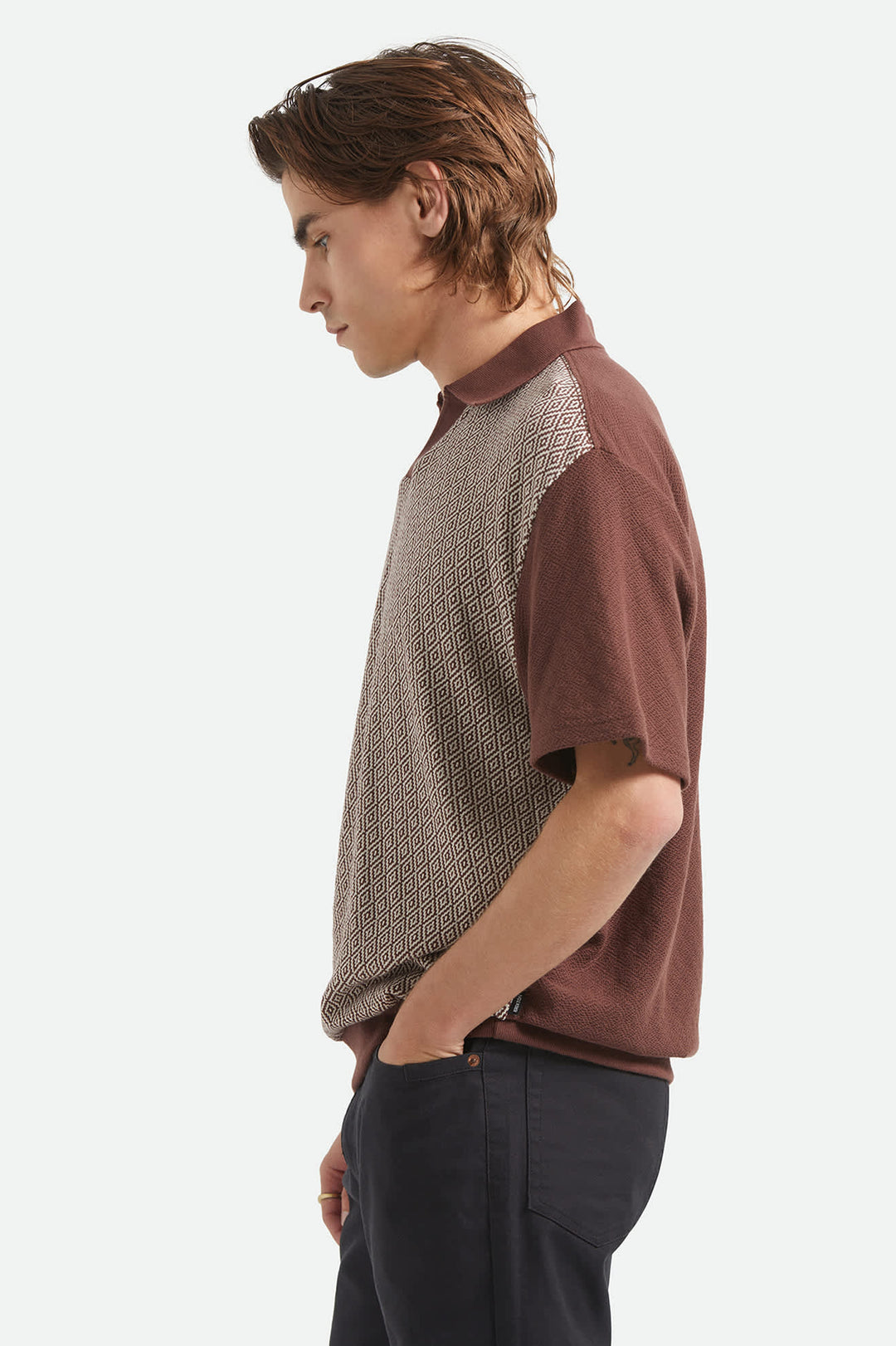 Brixton Theo Jacquard Short Sleeve Polo (Men&