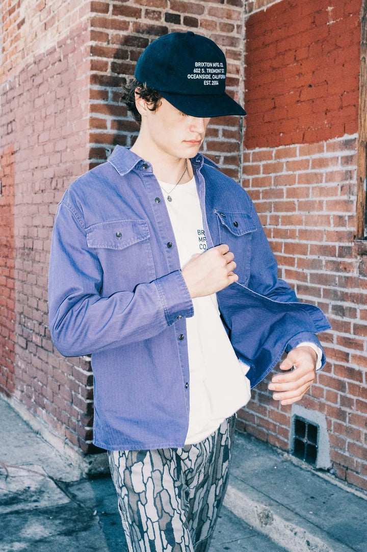 Brixton Herringbone Lightweight Relaxed Overshirt (Men&
