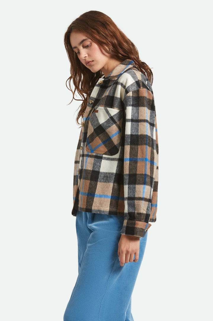 Brixton Bowery Soft Brushed Flannel (Womens) | Washed Black/Sand