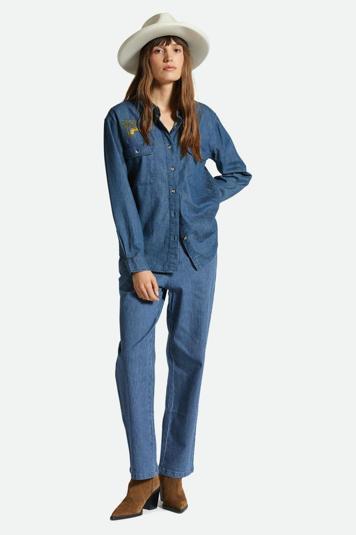 Brixton Womens Bowery Bf Overshirt | Indigo Rinse