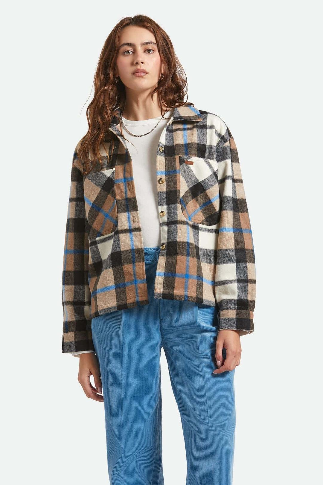 Brixton Bowery Soft Brushed Flannel (Womens) | Washed Black/Sand