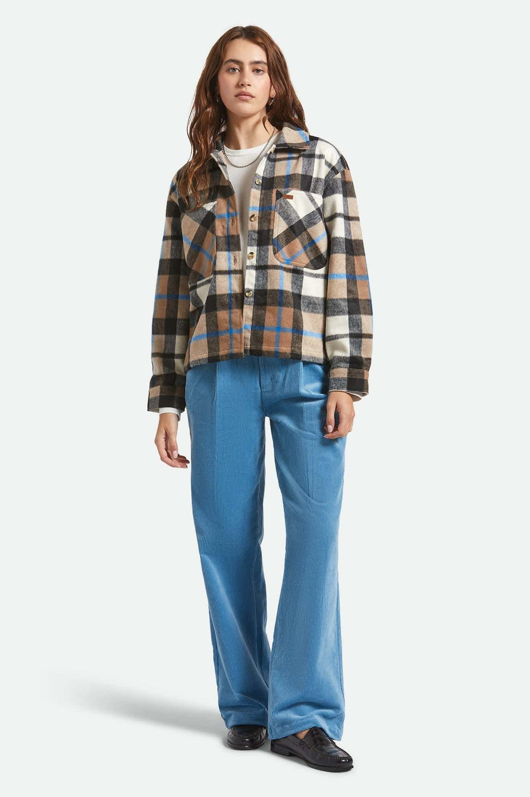 Brixton Bowery Soft Brushed Flannel (Womens) | Washed Black/Sand