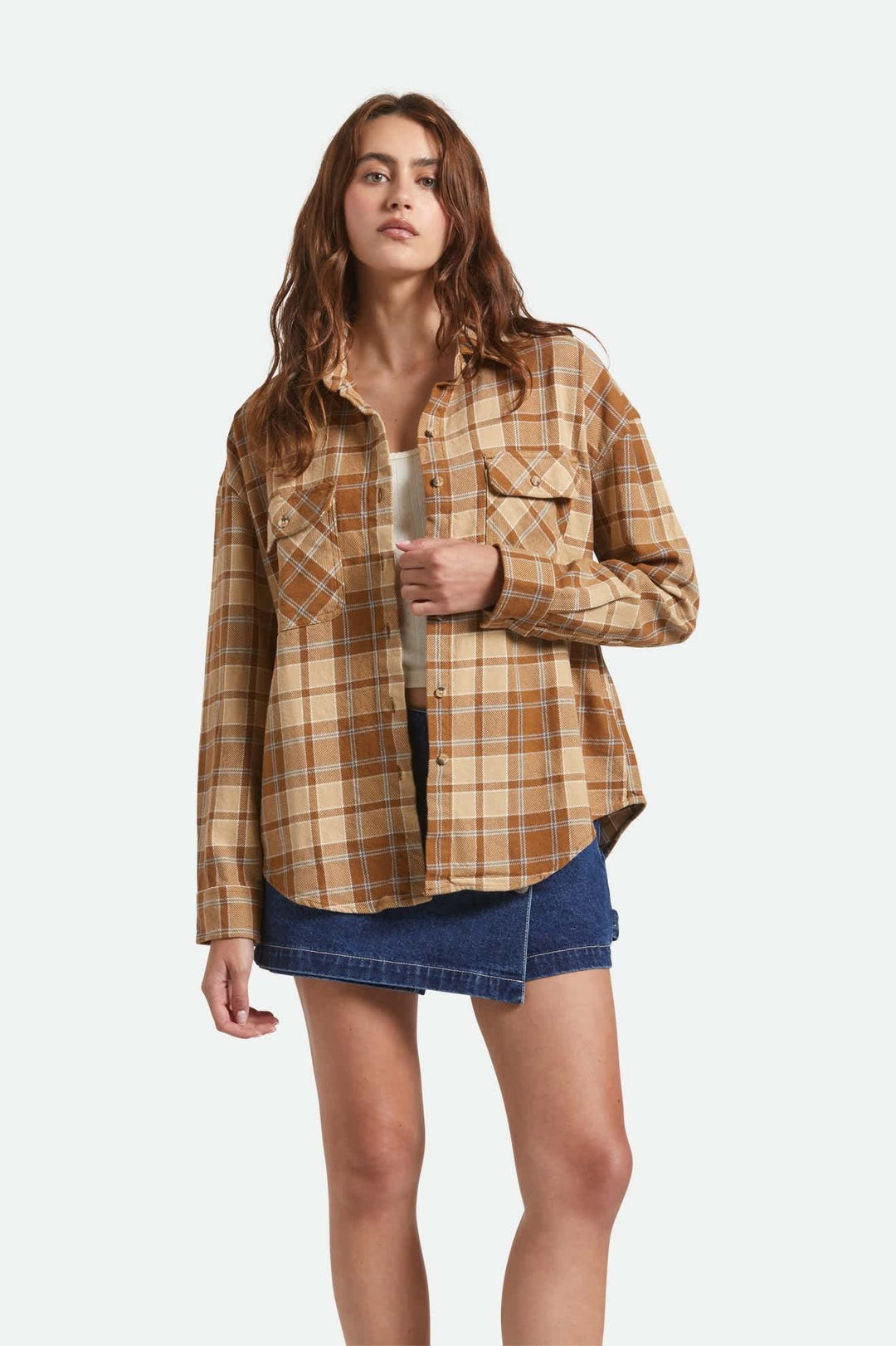 Brixton Bowery Vintage L/S Overshirt (Womens) | Washed Copper