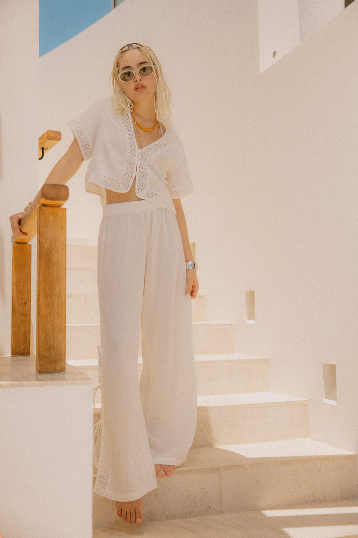Brixton Seaside Eyelet Top (Womens) | Off White Eyelet