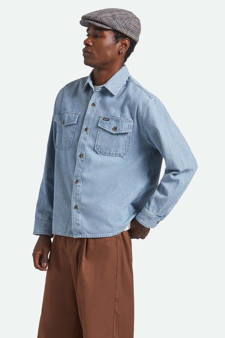 Brixton Herringbone Lightweight Relaxed Overshirt (Men&