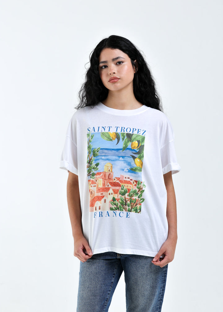 Girl Dangerous Saint Tropez Boyfriend Tee (Women&