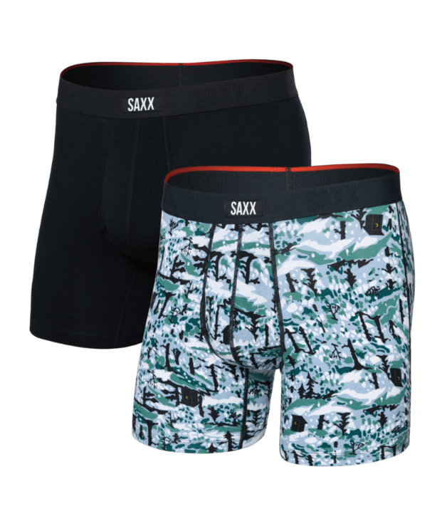 Saxx Vibe Xtra Soft Comfort Boxer Brief Fly 2Pk | Snow Shadow/Black