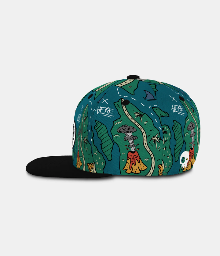 Headster Treasure Map Snapback | Teal Steal