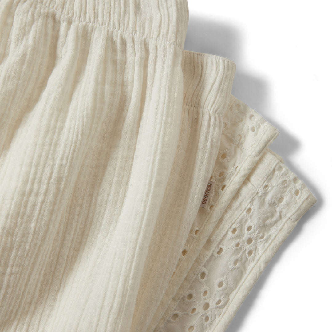 Brixton Seaside Eyelet Wide Leg Pant (Womens) | Off White Eyelet