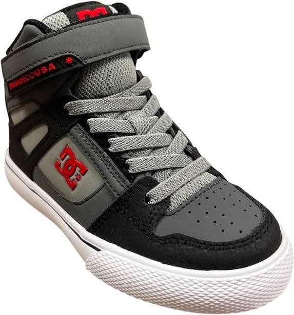 DC Pure Hi Top EV Youth Shoes | Grey/Black/Red