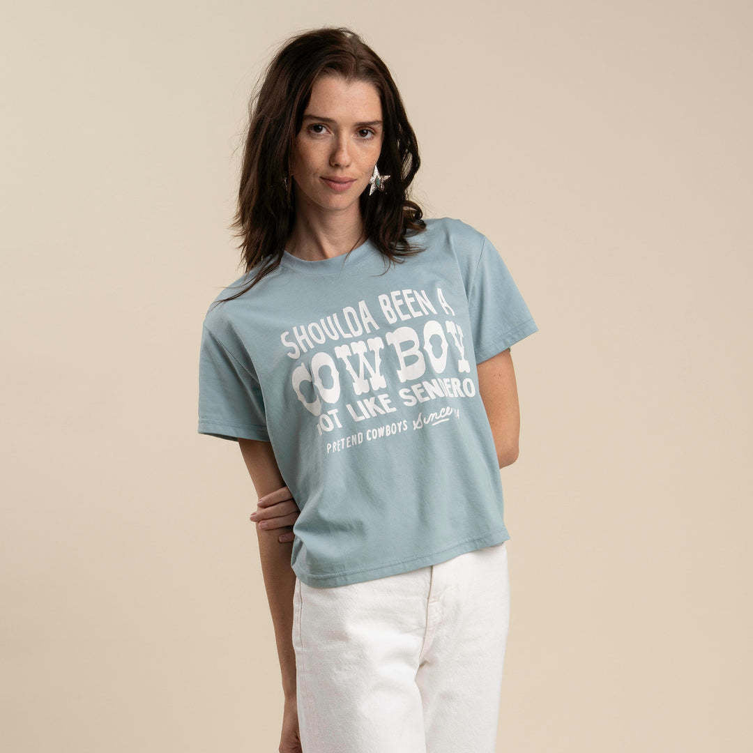 Sendero Shoulda Been A Cowboy Crop Tee (Women&