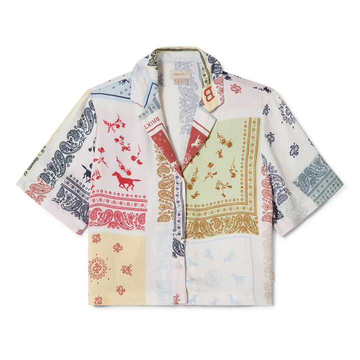 Brixton Silky S/S Bowling Button Down (Womens) | Multi Color Bandana