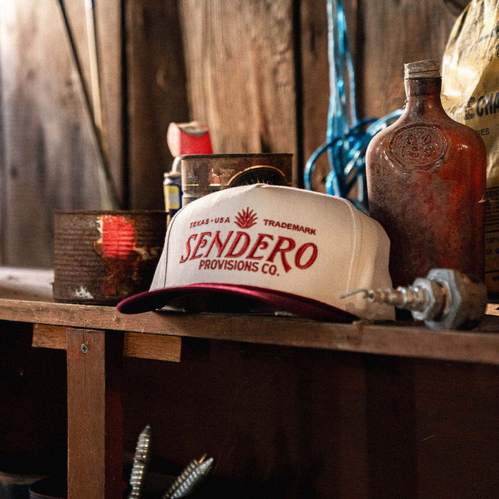 Sendero Logo Hat (Unisex) | Cream/Maroon