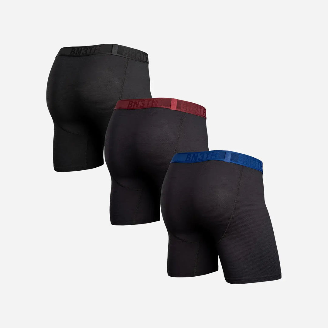 BN3TH Pro Flex Boxer Brief 3 Pack, Black/Recovery/Rhubarb, three-pack back product view 