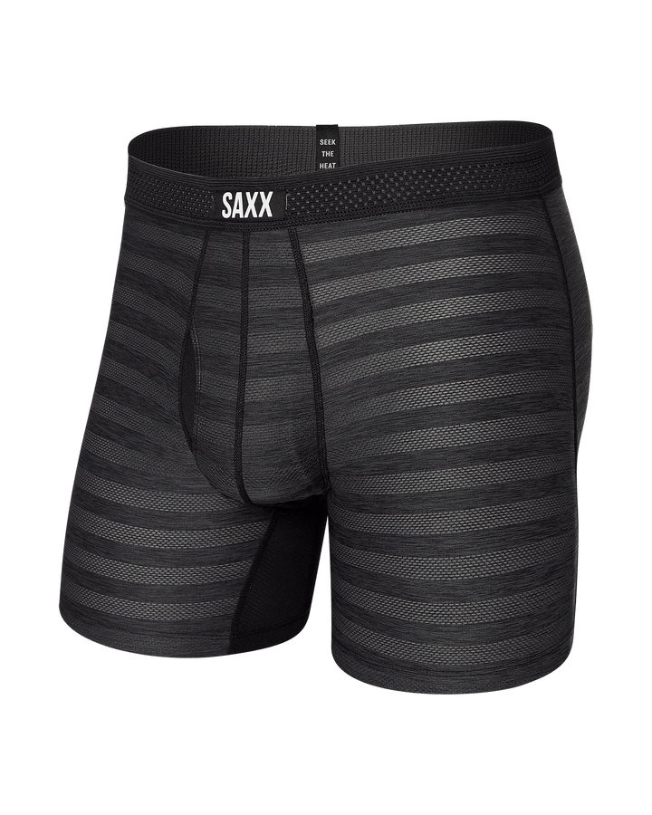 Saxx Droptemp Cooling Mesh Boxer Brief Fly | Black Heather