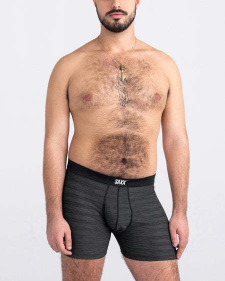 Saxx Droptemp Cooling Mesh Boxer Brief Fly | Black Heather