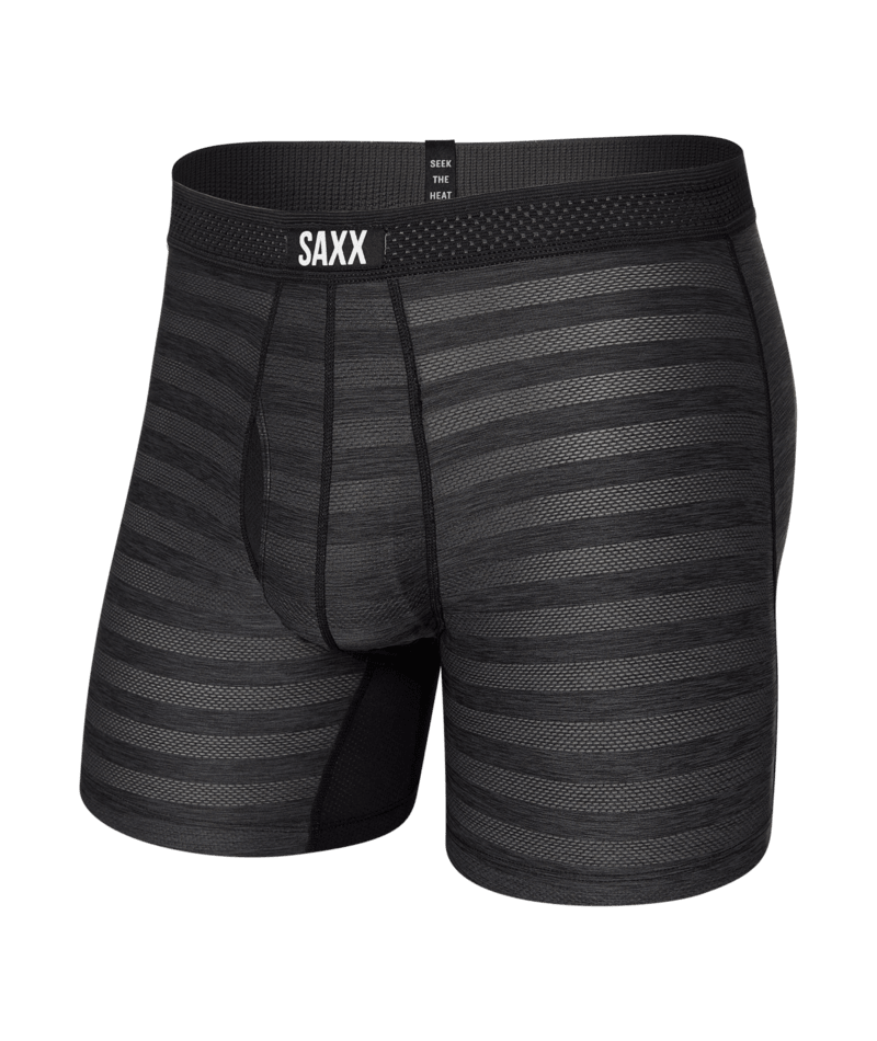 Saxx Droptemp Cooling Mesh Boxer Brief Fly | Black Heather