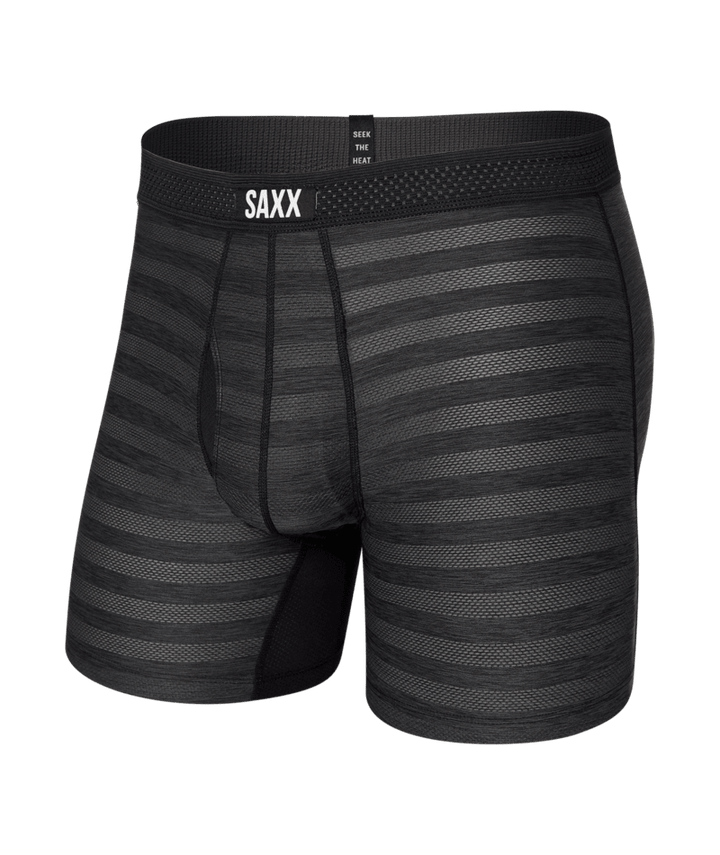 Saxx Droptemp Cooling Mesh Boxer Brief Fly | Black Heather