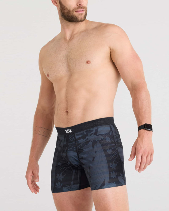 Saxx Droptemp Cooling Mesh Boxer Brief Fly | Jungle Noir-Black