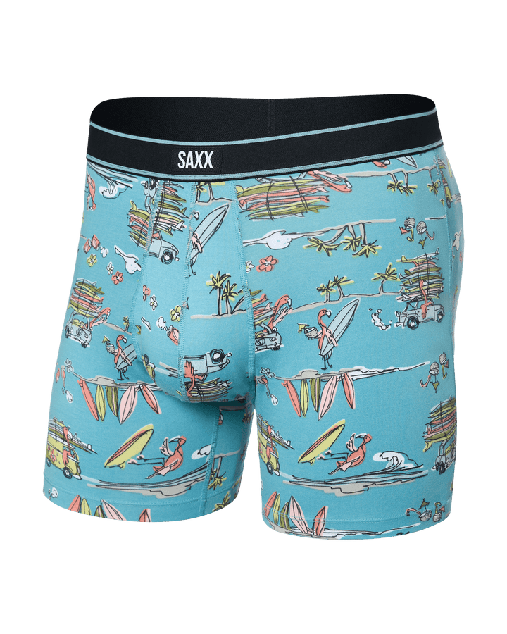 Saxx Daytripper Comfort Stretch Boxer Brief Fly | Beach Or Bust-Reef Blue
