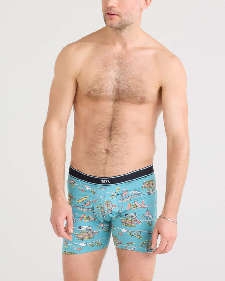 Saxx Daytripper Comfort Stretch Boxer Brief Fly | Beach Or Bust-Reef Blue